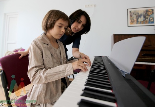 Eseniya Bobrinyova with a teacher